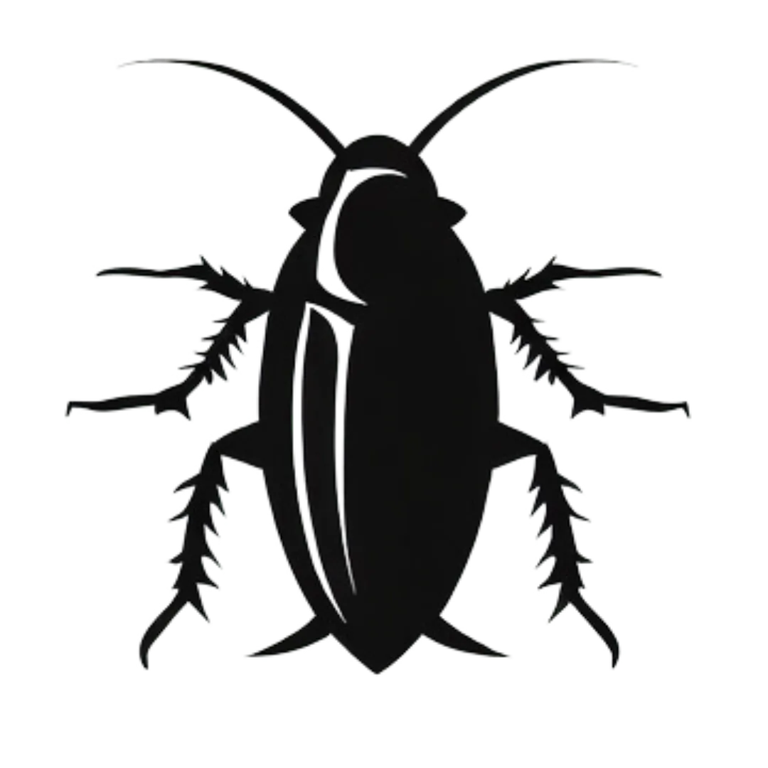 black logo of a cockroach