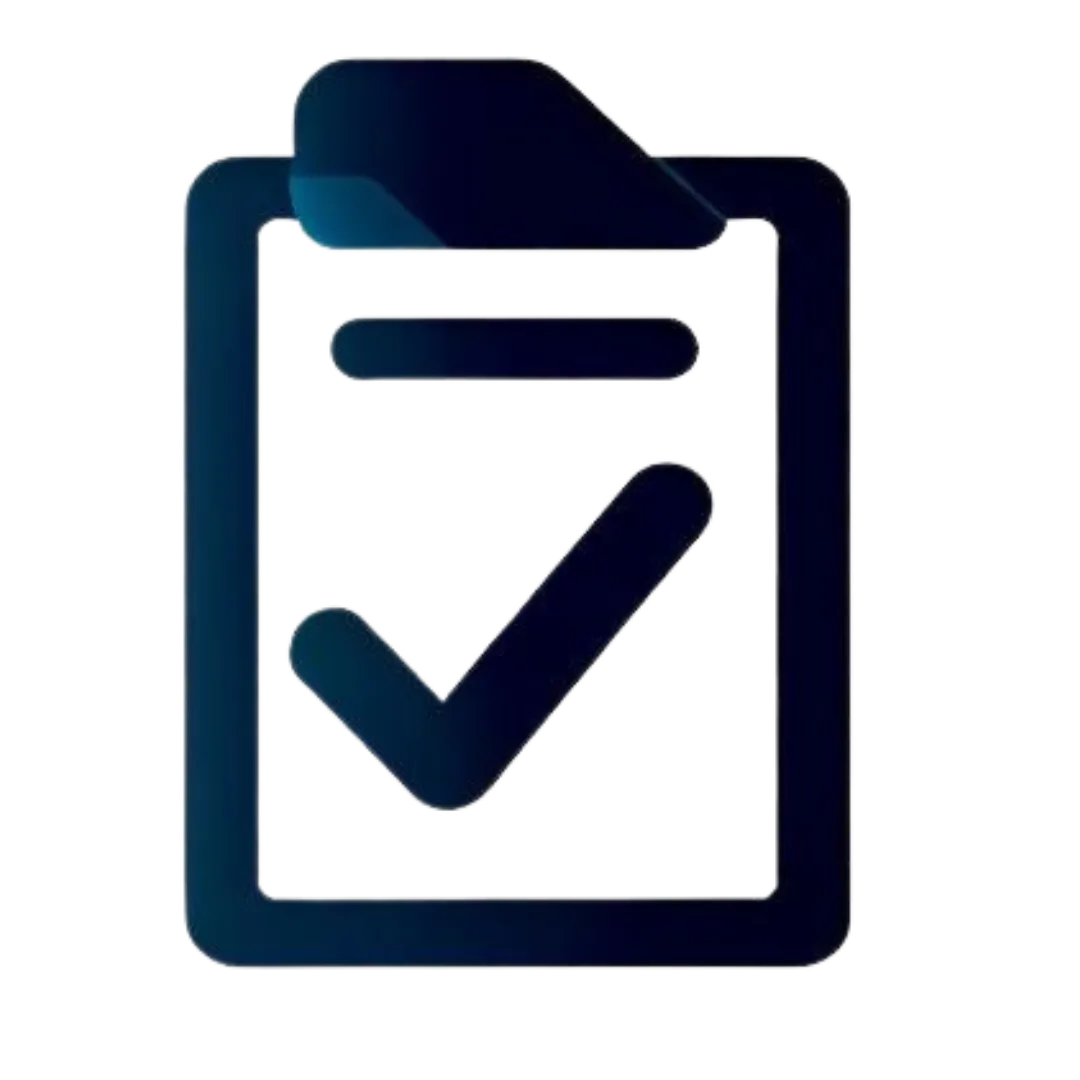 blue logo of a check list on a clipboard