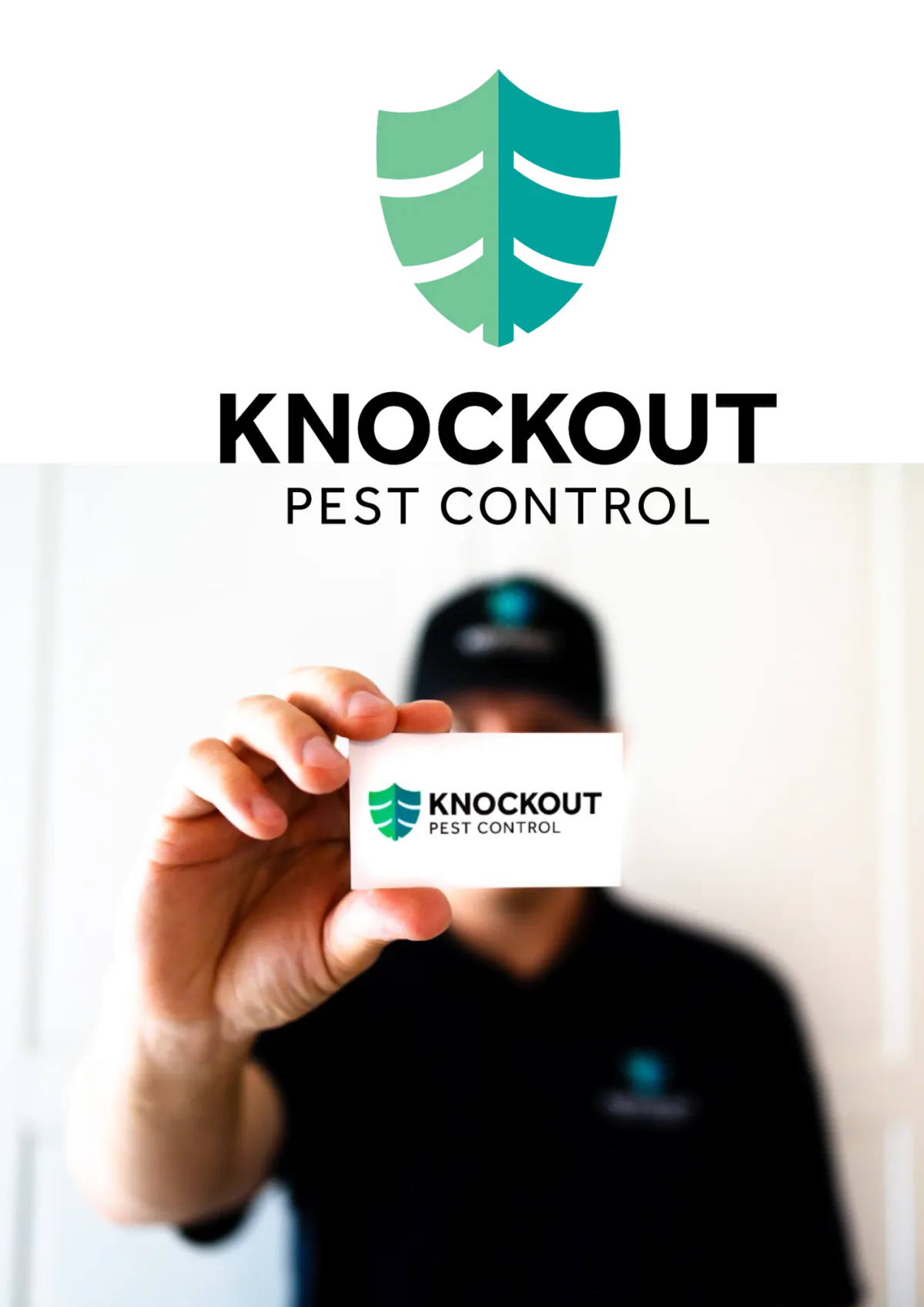 a photograph of a knockout pest control technician performing a inspection