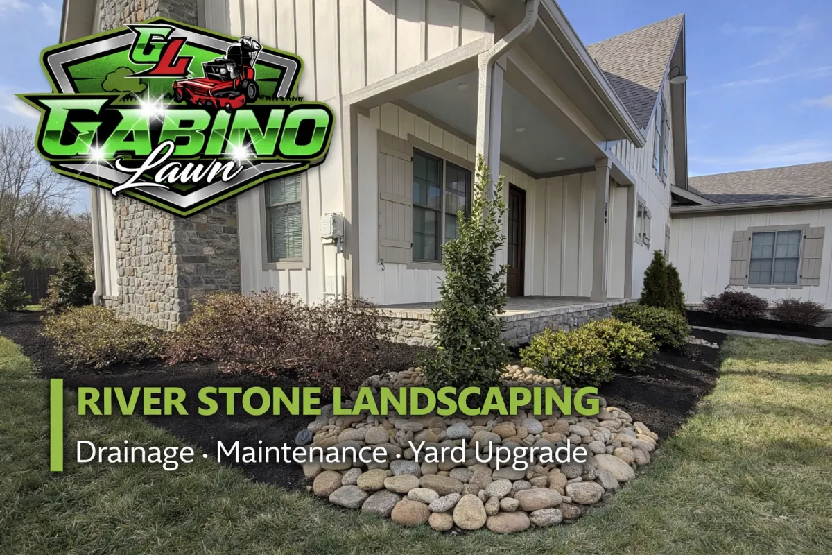 River stone landscaping in Knoxville, TN