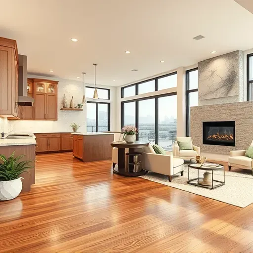 Modern remodel in McDonald PA featuring polished hardwood floors, granite countertops, and warm earthy tones.