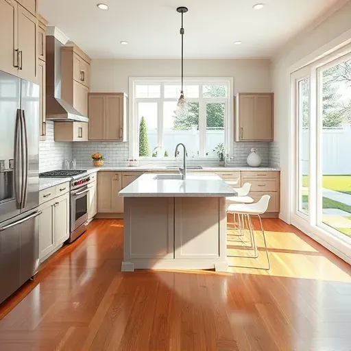 Recently remodeled Hendersonville PA kitchen with sleek cabinetry, granite countertops, stainless steel appliances, and hardwood floors