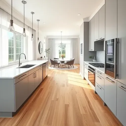Completed kitchen remodel in Upper St. Clair PA features gray cabinetry, quartz countertops, and an open-concept layout.