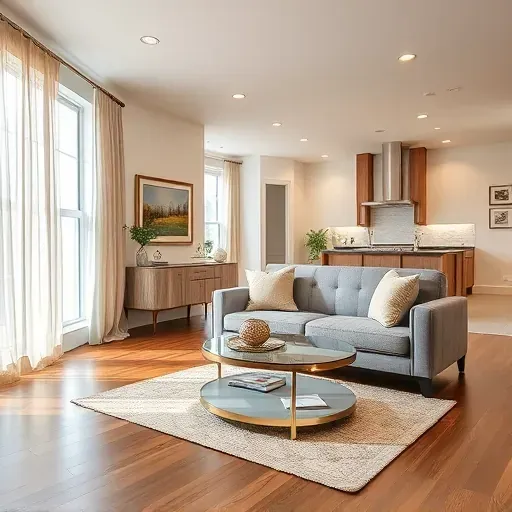 Beautifully designed living room in Imperial PA features hardwood floors, modern fixtures, cozy sofa, and natural light.