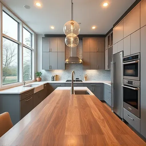 Remodeled Meadowlands PA modern kitchen with sleek cabinetry quartz countertops large island pendant lighting and natural light