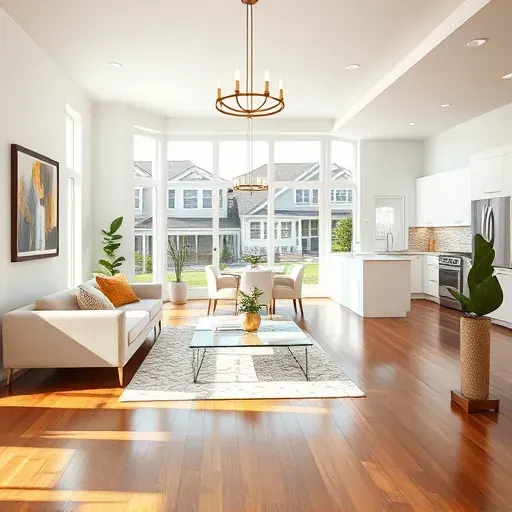 A beautifully renovated living room in Oakdale PA featuring modern design, natural light, and elegant furnishings.