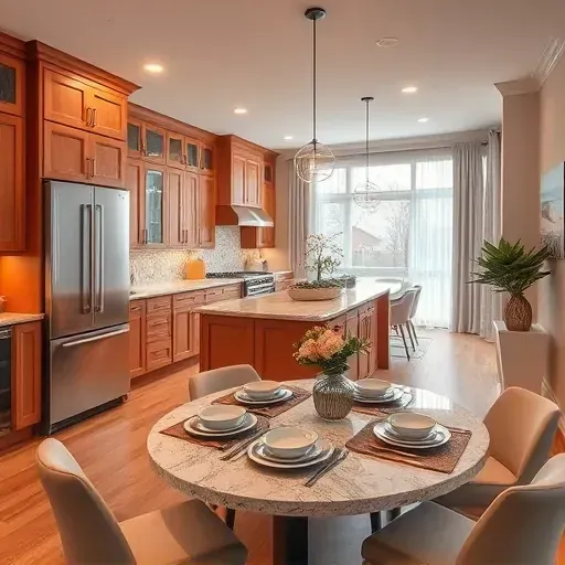 Contemporary kitchen remodel in Bethel Park PA with sleek appliances, granite countertops, and inviting decor.