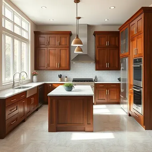 Renovated Baldwin PA kitchen with granite countertops stainless steel appliances custom wooden cabinetry and natural light