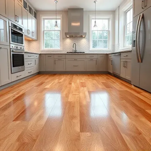 Finished modern kitchen flooring in Canonsburg PA with polished hardwood or ceramic tiles, seamless grout, and detailed patterns