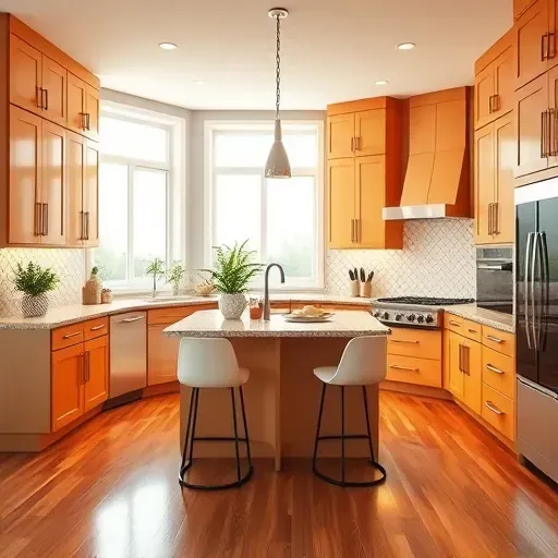 Modern kitchen remodel in Avella PA featuring custom cabinetry, granite countertops, and stylish island bar seating.