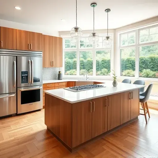 Beautiful renovated kitchen with modern wood cabinets stainless appliances quartz countertops and large island in Robinson Township