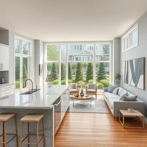 Modern open-concept living space in Hickory PA with sleek kitchen, elegant furnishings, and bright natural light.