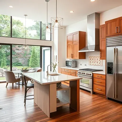 Remodeled Bethel Park kitchen with quartz countertops stainless steel appliances custom cabinets and large windows