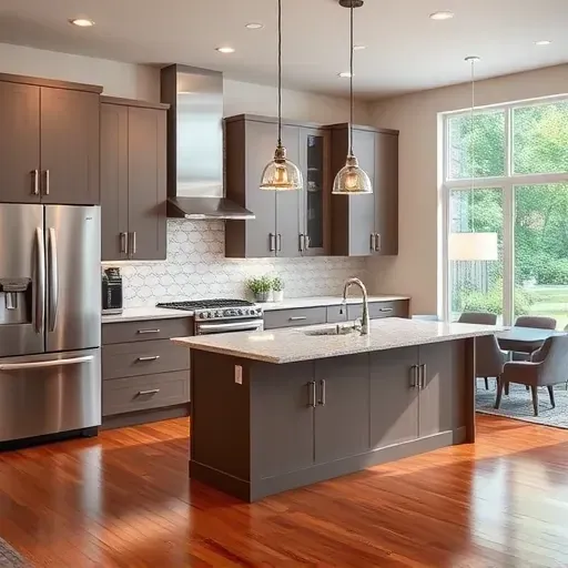 Remodeled kitchen in Lawrence, PA with modern cabinetry, stainless steel appliances, and a spacious island.