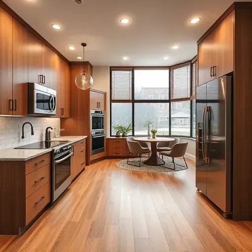 Remodeled Washington PA kitchen with warm wood cabinets, granite countertops, stainless steel appliances, and modern decor