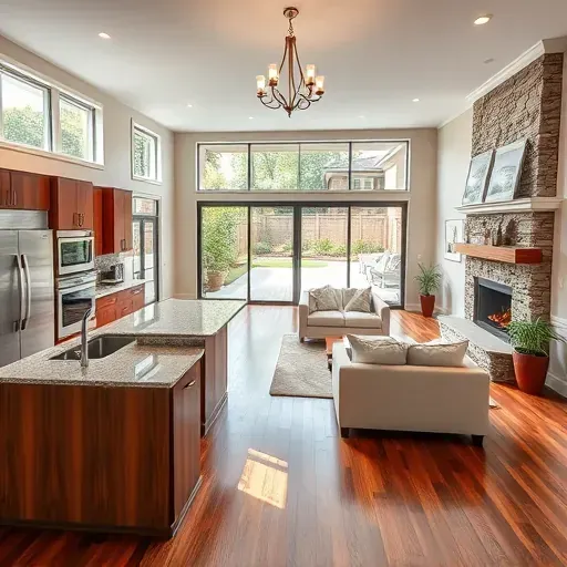 Elegant open-concept remodel in Venetia PA, featuring modern kitchen, stylish living area, and stunning backyard view.