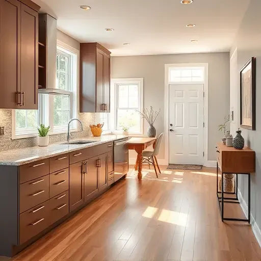 Modern kitchen remodel in North Strabane PA featuring sleek cabinetry, granite countertops, and inviting dining area.
