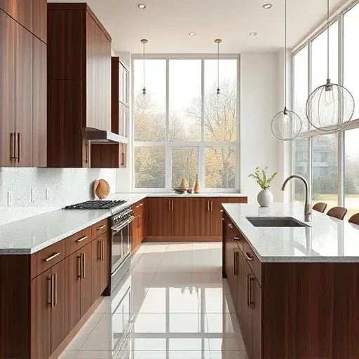 Recently renovated modern kitchen in Canonsburg with granite countertops, dark wood cabinetry, stainless appliances, and natural light