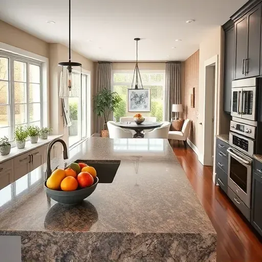 Modern kitchen in South Park PA with granite countertops, stainless steel appliances, and natural light enhancing elegance.