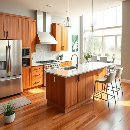 Recently remodeled kitchen in Canonsburg PA featuring modern wood cabinetry, stainless steel appliances, and elegant granite countertops.