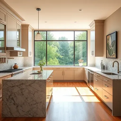 Remodeled kitchen in Jefferson Hills PA featuring high-end appliances, granite countertops, and elegant cabinetry.