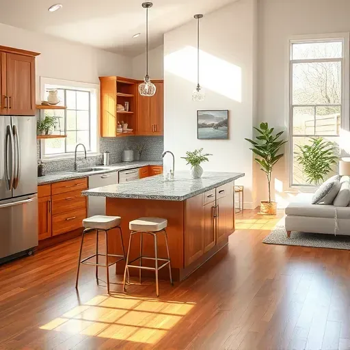 Modern kitchen remodel in Peters Township PA featuring granite countertops, stainless steel appliances, and stylish decor.