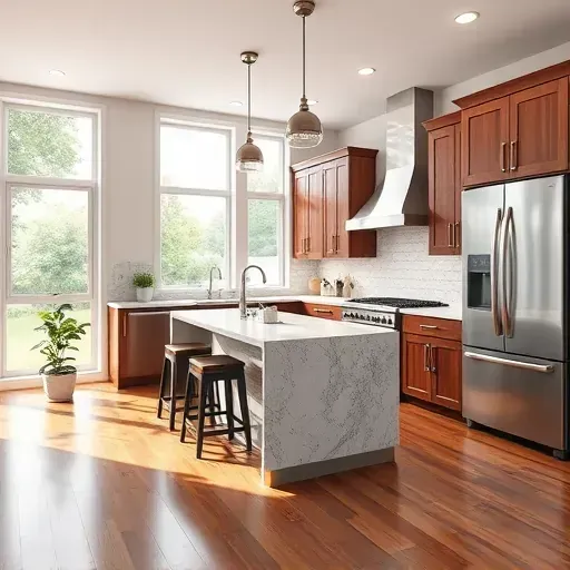 Beautiful renovated kitchen in Imperial PA with granite countertops stainless steel appliances custom cabinets polished hardwood flooring and natural light