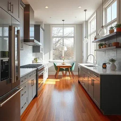 Remodeled kitchen in McKees Rocks, PA features sleek cabinetry, marble countertops, and hardwood floors with stylish decor.