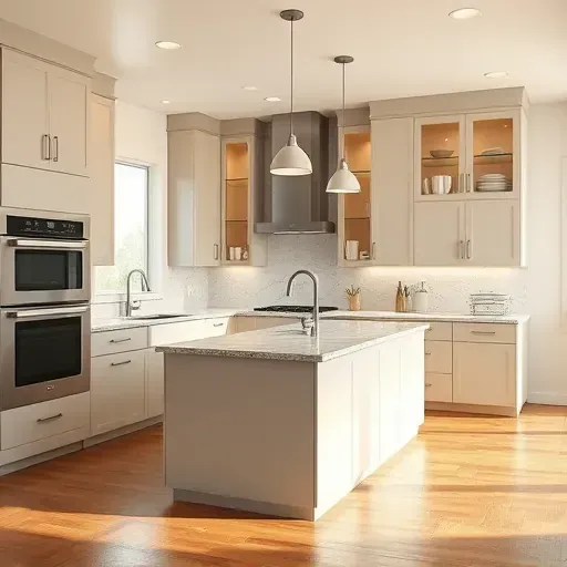 Recently remodeled Jefferson Hills kitchen with sleek matte cabinets, granite countertops, stainless steel appliances, hardwood flooring, and natural light