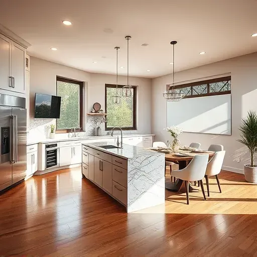 Modern kitchen remodel in North Strabane PA with sleek cabinetry, granite countertops, and elegant backsplash tiles.