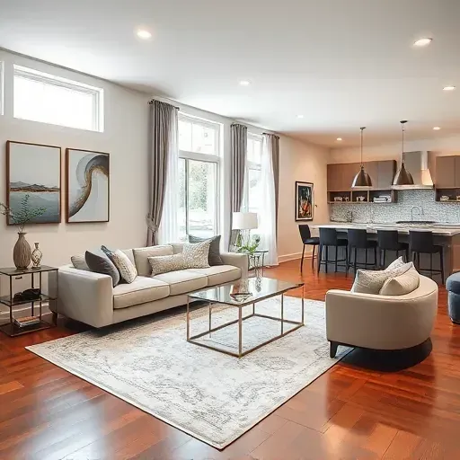 Contemporary family living room in Collier Township with elegant decor, plush furniture, and natural light.