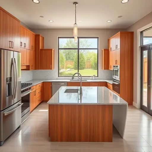 Modern spacious kitchen in McDonald PA with warm wood cabinets stainless steel appliances granite countertops and elegant subway tile backsplash