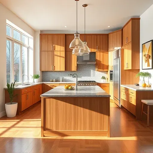 Freshly remodeled kitchen in Canonsburg PA with warm wood cabinetry, granite island, and natural light.