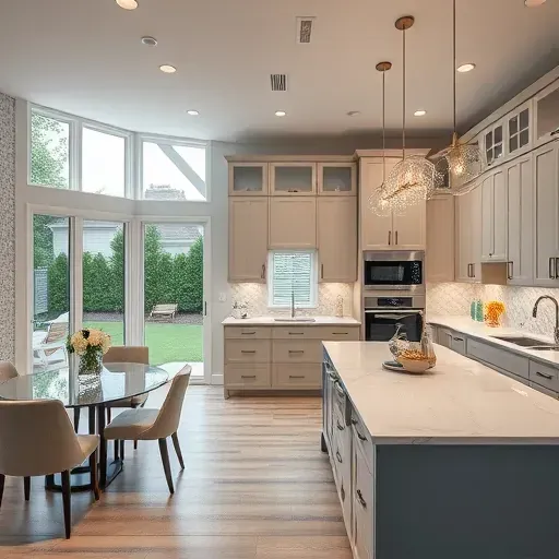 Modern Upper St. Clair kitchen remodel with high-end appliances, marble island, elegant cabinetry, and natural light.