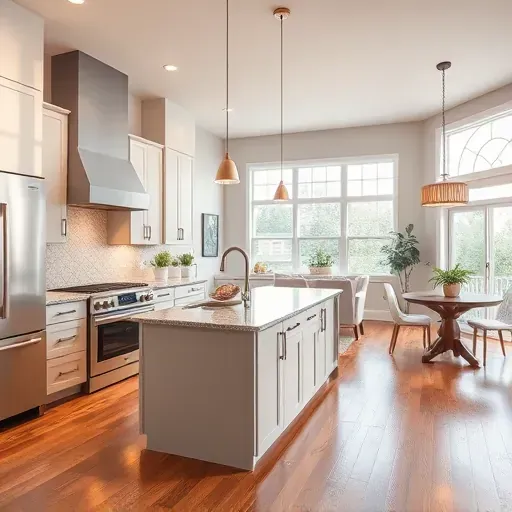 Recently remodeled Houston kitchen with stainless appliances, granite island, custom cabinetry, tile backsplash, hardwood floors, and natural light