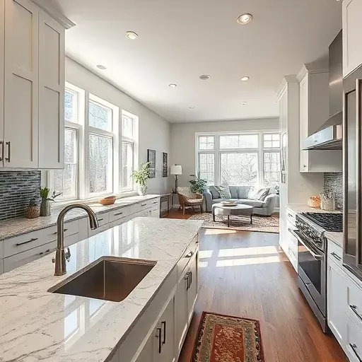 Modern kitchen remodel in Venetia PA featuring sleek cabinetry, granite countertops, and natural light with stylish decor.