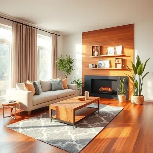 Cozy Bridgeport PA living room featuring modern furnishings, natural light, plants, and a stylish accent wall.