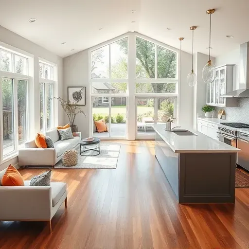 Beautifully remodeled living room in Charleroi PA featuring modern design, hardwood floors, and natural lighting.