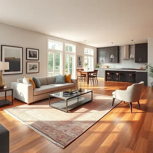 Remodeled living room in Muse, PA featuring modern design, sleek furniture, natural light, and elegant decor elements.