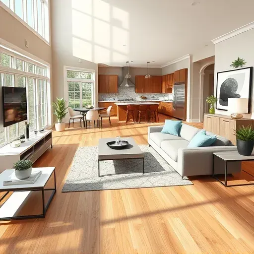 Contemporary Oakdale PA living room remodel with open floor plan, stylish furniture, and natural light accents.