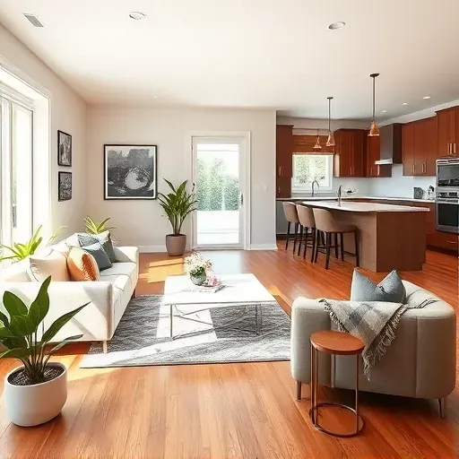 Completed remodeling project in Bethel Park PA featuring modern furnishings, natural light, and elegant design details.