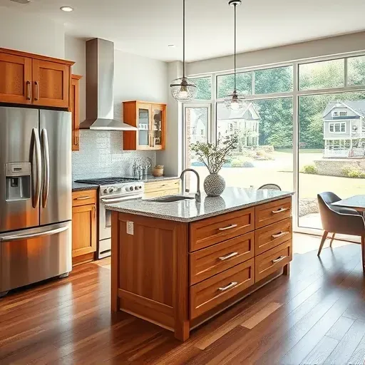 Recently remodeled kitchen in Canonsburg PA showcasing stainless steel appliances, granite island, and custom cabinetry.