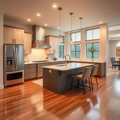 Modern kitchen remodel in Imperial PA featuring high-end appliances, sleek cabinetry, luxury granite countertops, and warm lighting.
