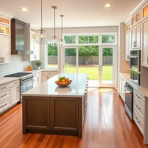 Recently renovated modern kitchen in Venetia PA with quartz countertops stainless steel appliances and warm wood tones