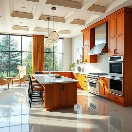 Bright renovated South Park kitchen with modern wood cabinetry quartz countertops stainless steel appliances and large windows