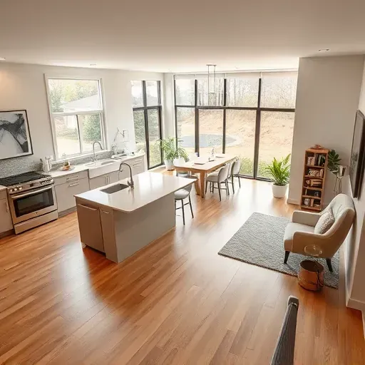 Open-concept living in Pleasant Hills with modern design, hardwood floors, and cozy reading nook for warmth.