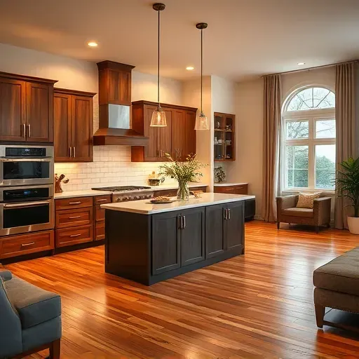 Renovated kitchen in Venetia, PA, showcasing sleek cabinets, polished countertops, and warm ambient lighting.