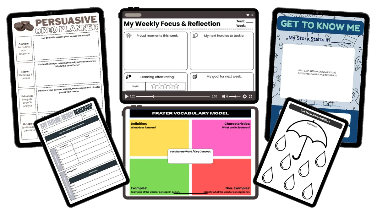 The Classroom Essentials Bundle - six editable Canva templates