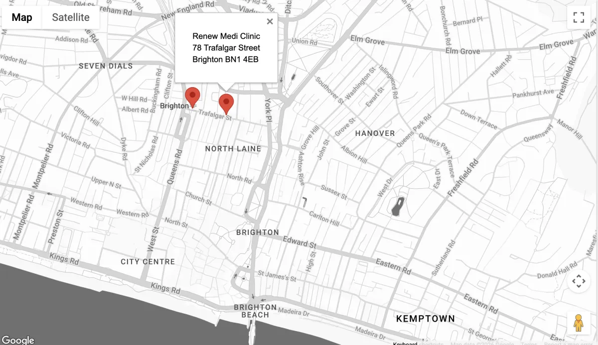 Map placeholder showing Renew MediClinic location in Brighton