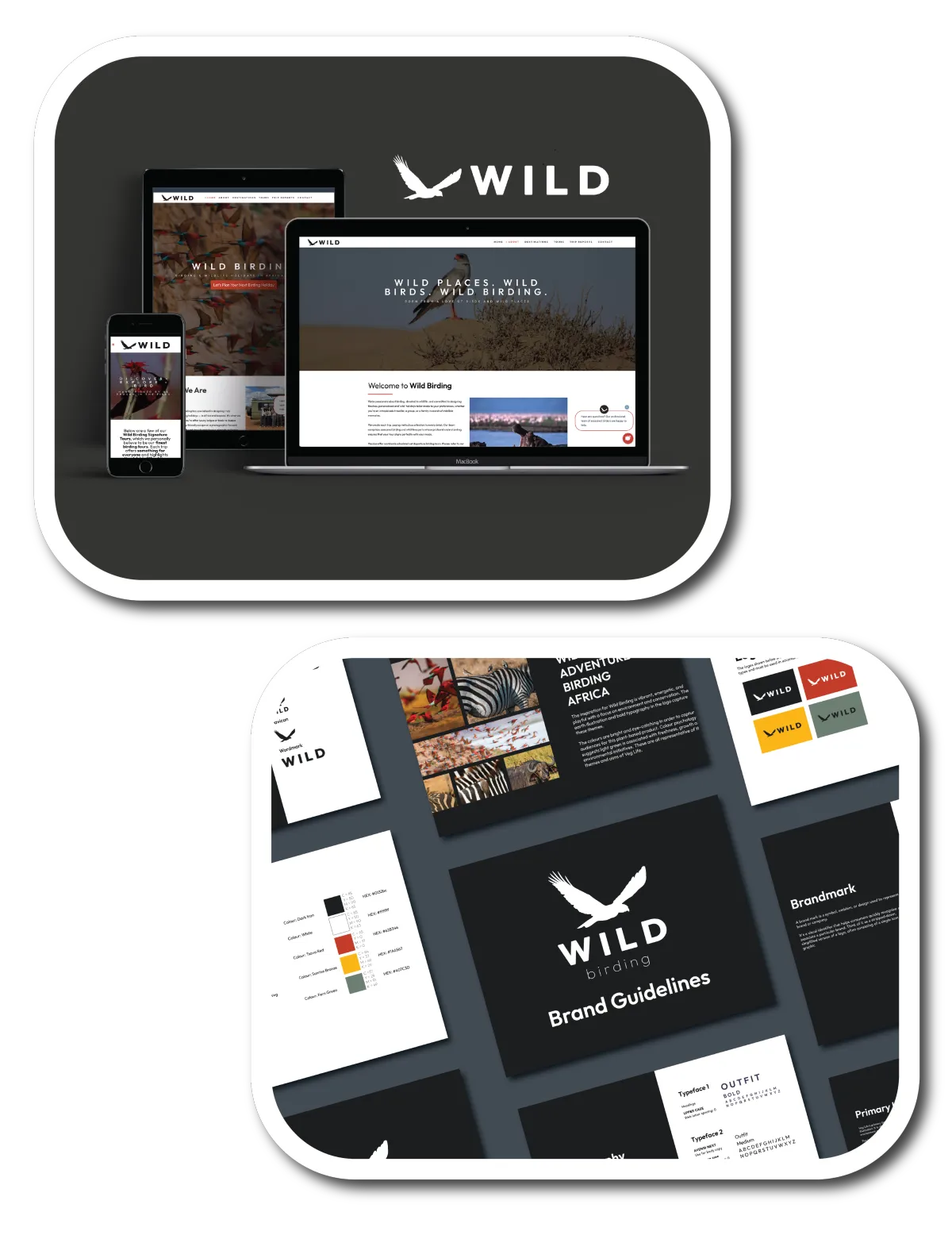Mockup of website design and brand guidelines